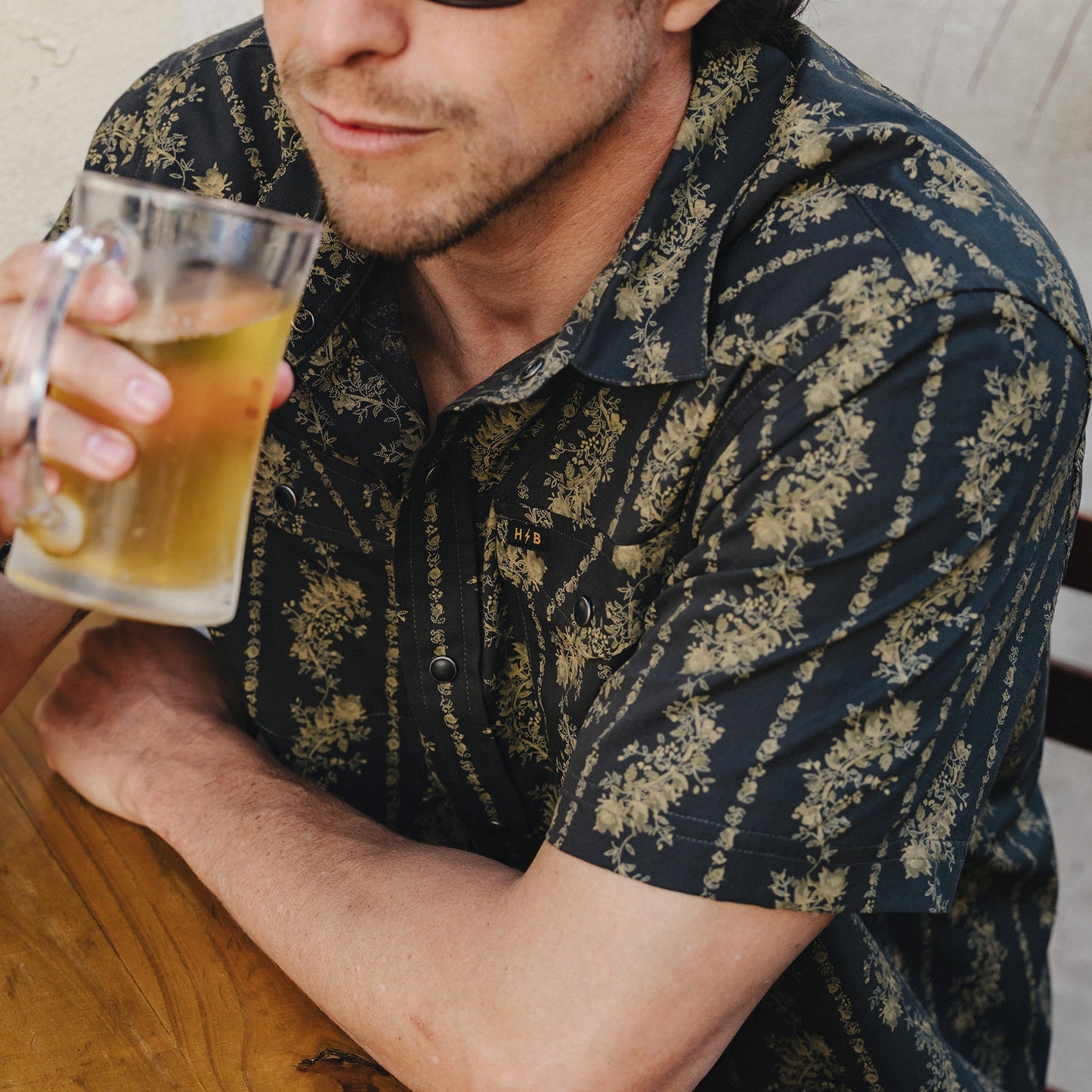 Howler Bros | H Bar Snap Grampa's Curtains Shirt | Antique Black