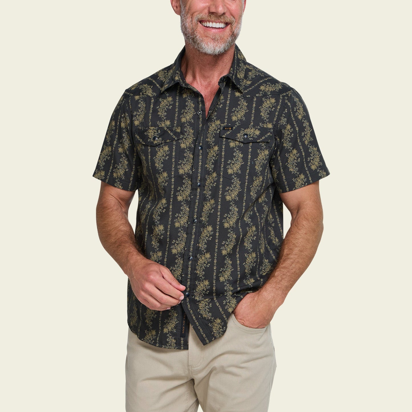 Howler Bros | H Bar Snap Grampa's Curtains Shirt | Antique Black