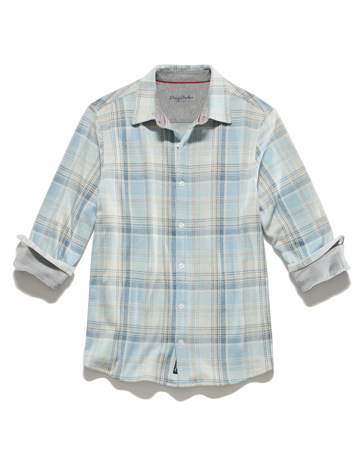 Flag and Anthem Hero Stretch Flannel Shirt - Light Blue/Cream