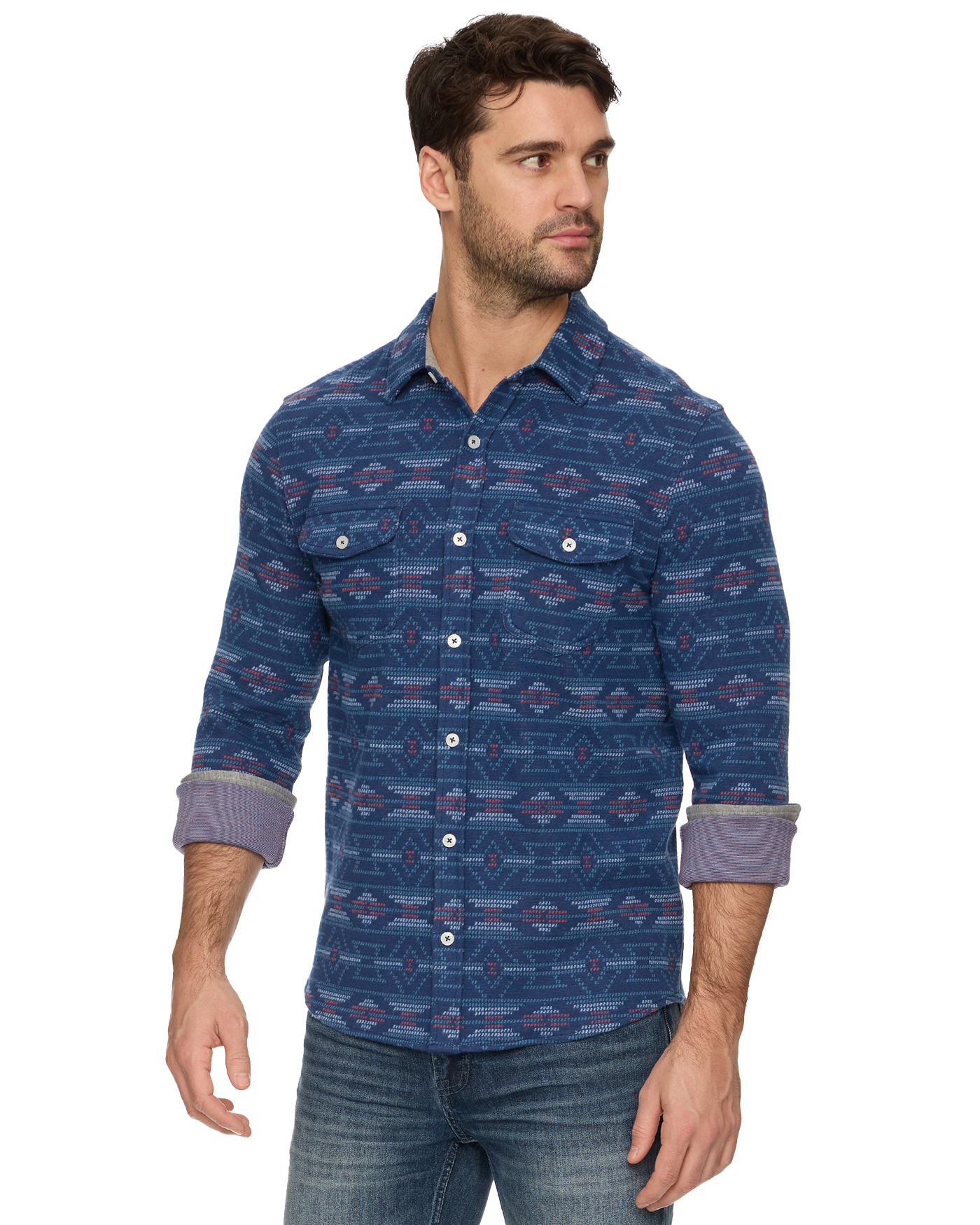 Flag & Anthem Southwestern Hero Stretch Flannel Shirt - Blue/Muave