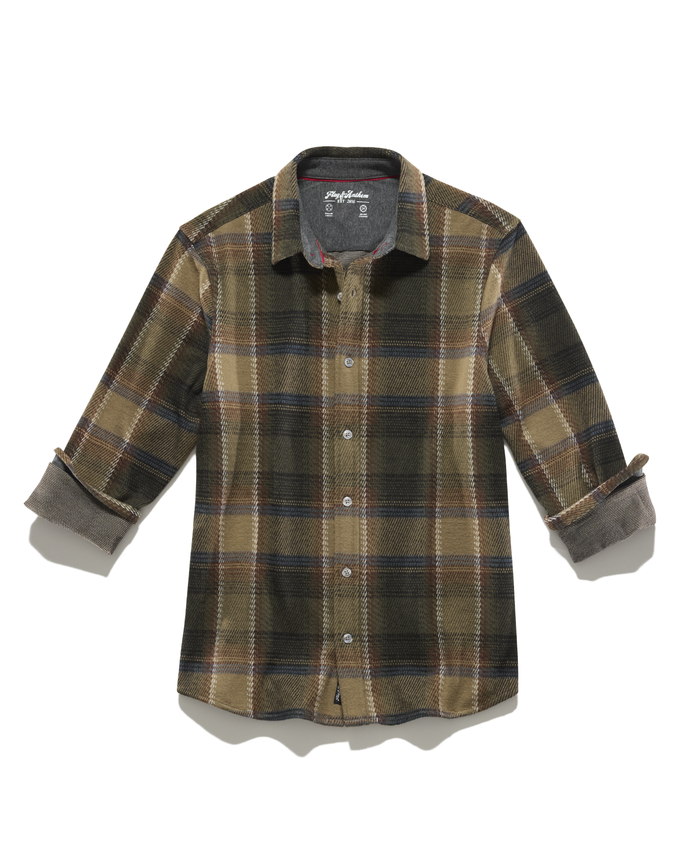 Flag and Anthem Hero Stretch Flannel Shirt - Olive/Brown