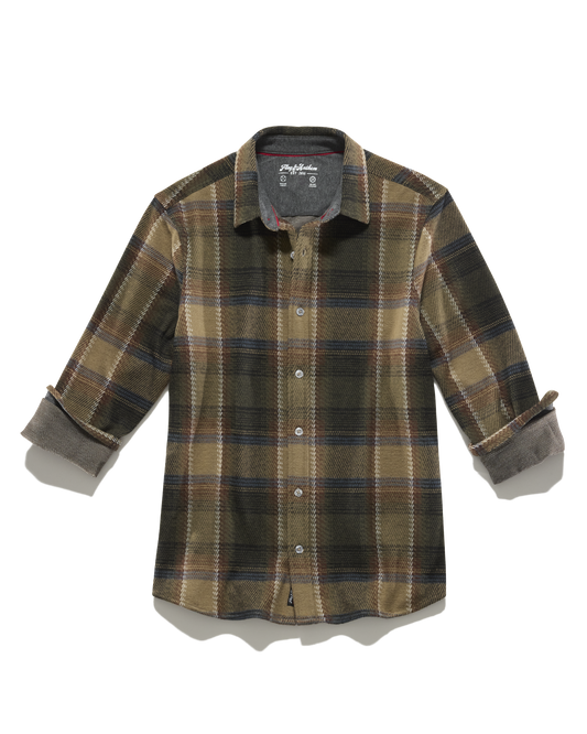 Flag and Anthem Hero Stretch Flannel Shirt - Olive/Brown