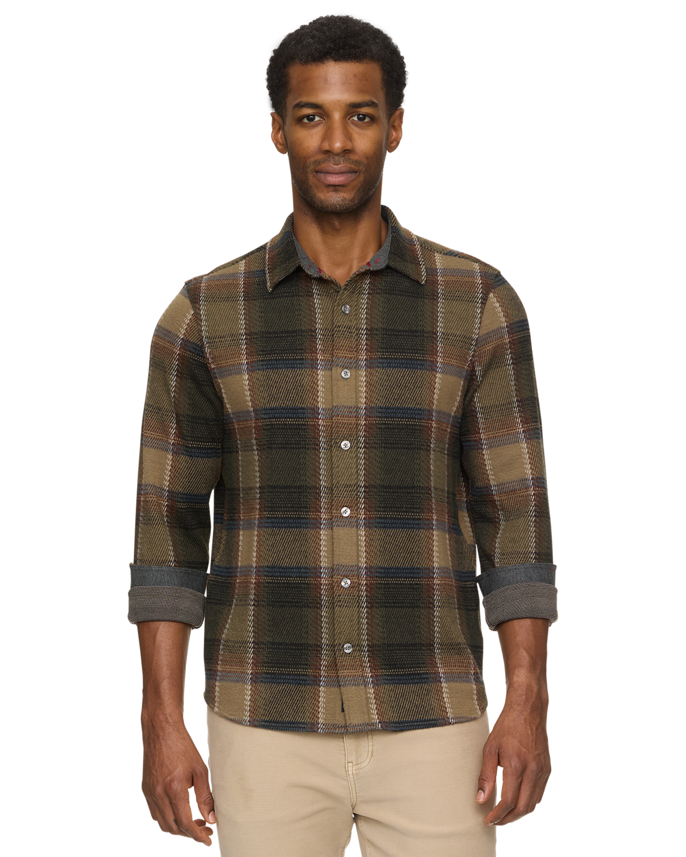 Flag and Anthem Hero Stretch Flannel Shirt - Olive/Brown