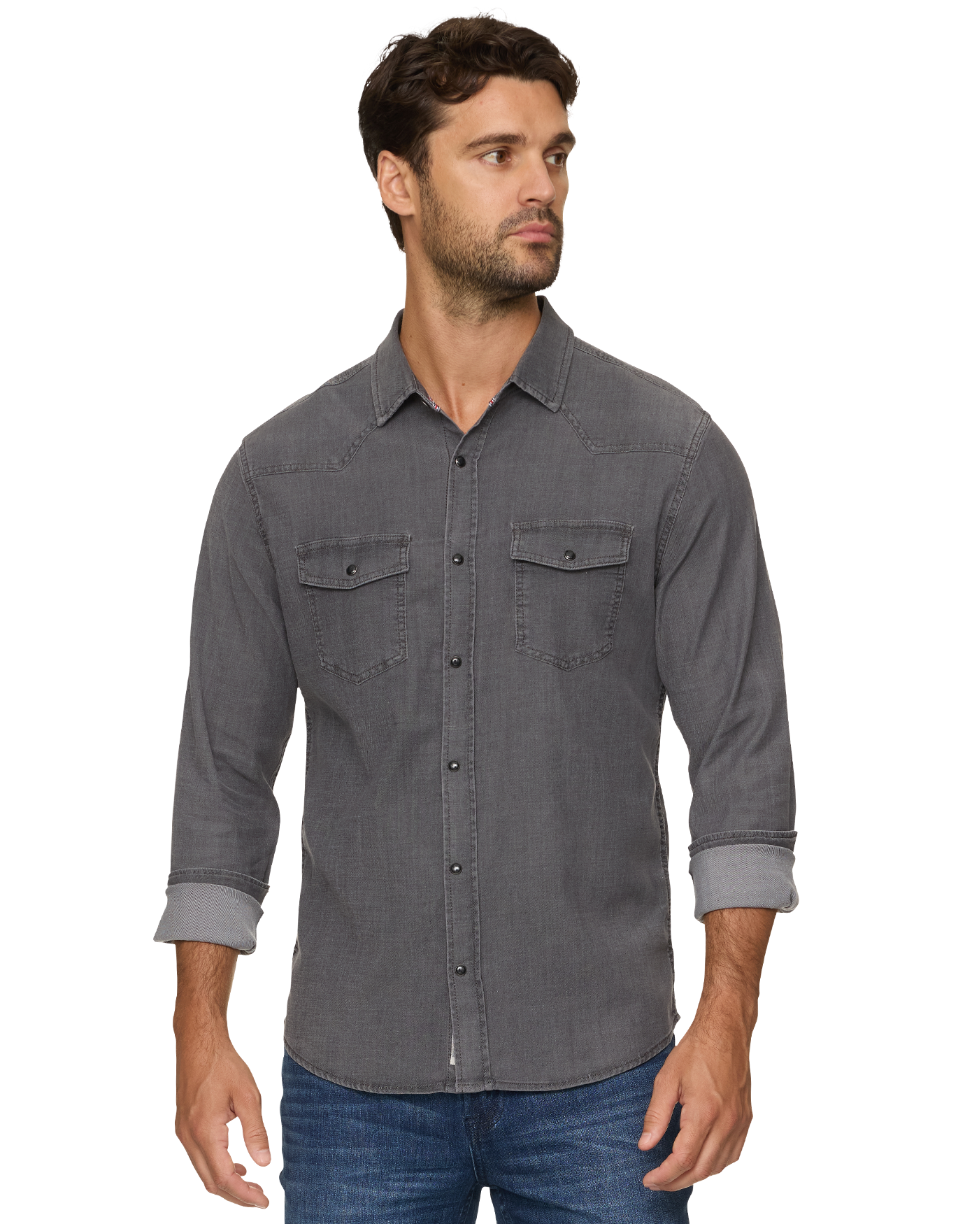 Flag and Anthem Sacramento Stretch Chambray Shirt- Grey