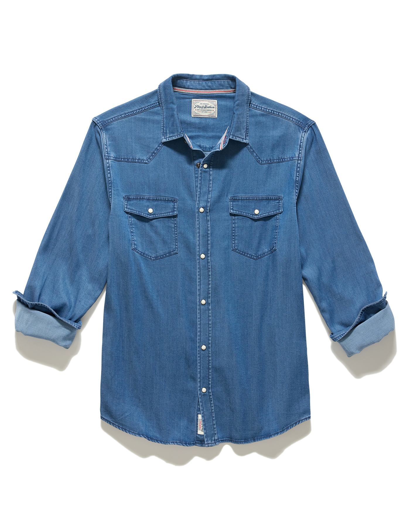 Flag & Anthem | Sacramento Stretch Chambray Shirt | Medium Wash