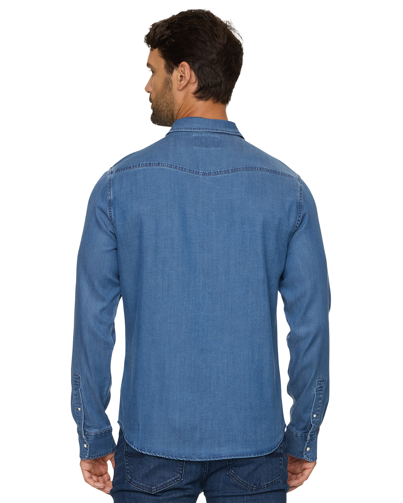 Flag & Anthem | Sacramento Stretch Chambray Shirt | Medium Wash