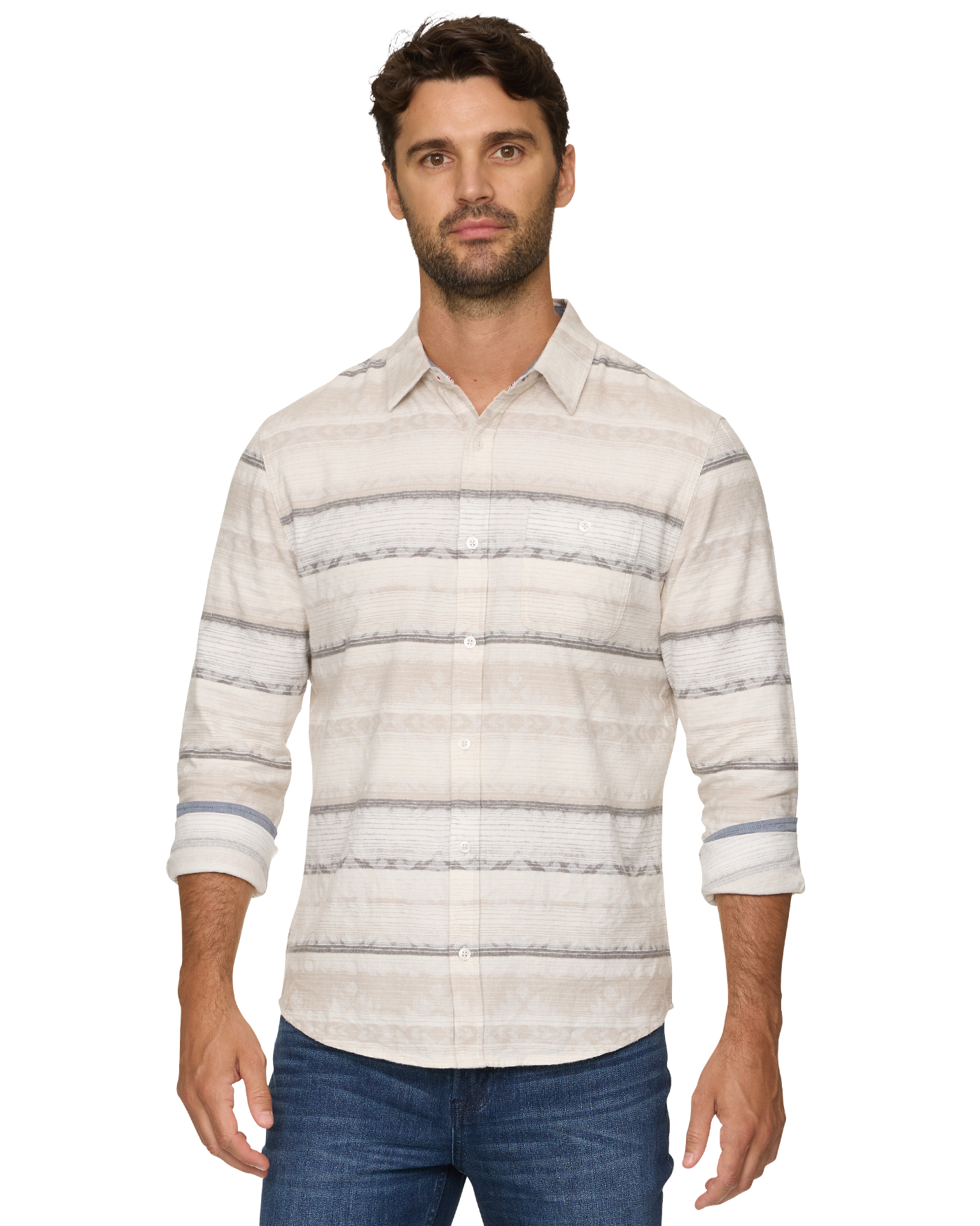 Flag and Anthem Latimer Southwest Flannel Shirt - Cream