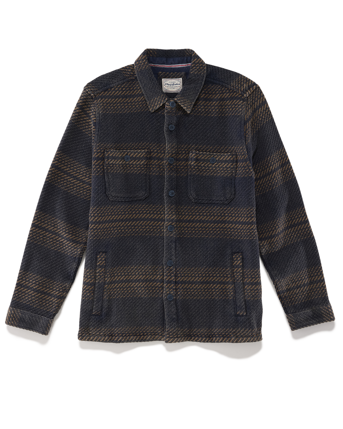 Flag and Anthem | Coaling Vintage Wash Textured Twill Jacket | Navy/Brown