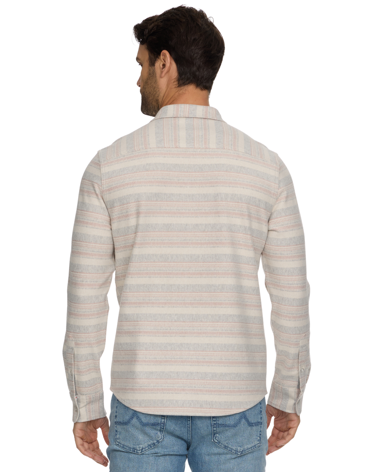 Flag and Anthem | Luverne LS Striped Hero Knit Flannel | Cream/Grey