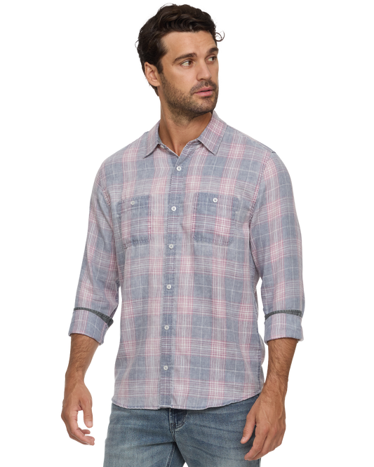 Flag & Anthem | Ladonia Vintage Washed Shirt | Navy/Mauve