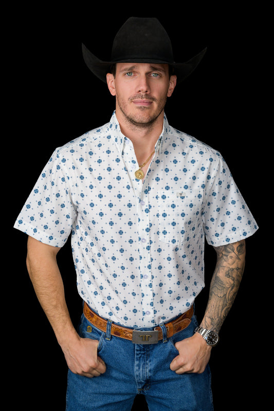 Ferrell | The Beau | Short Sleeve Button Shirt | Blue