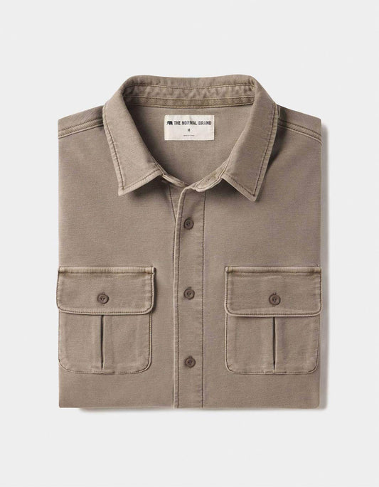 The Normal Brand Comfort Terry Shirt Jacket in Taupe