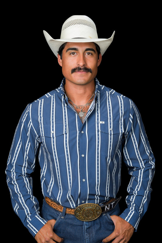 Ferrell | The Tucker in Blue | Long Sleeve Snap Shirt