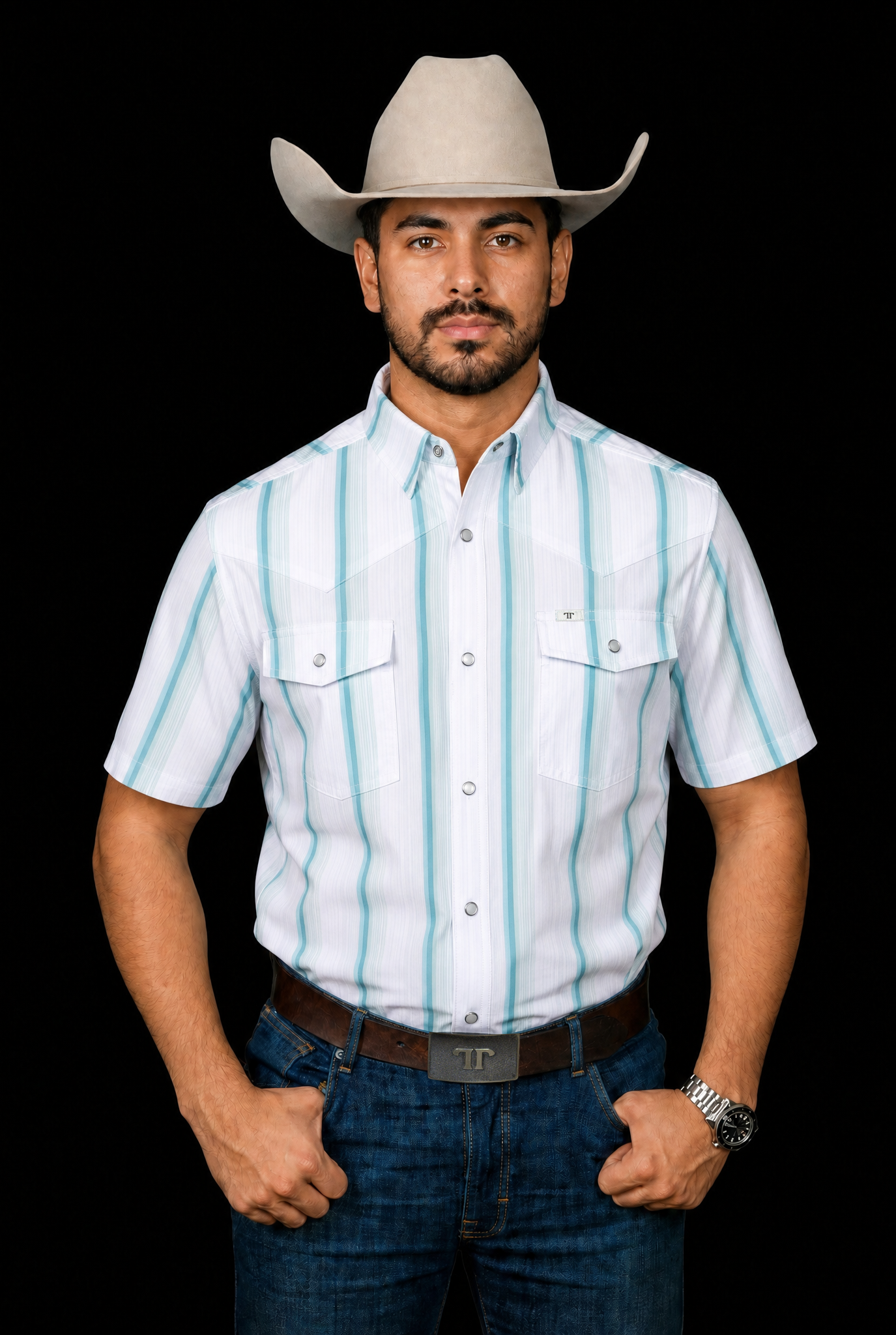 Ferrell | The Tristan | Short Sleeve Snap Shirt | Grey Green