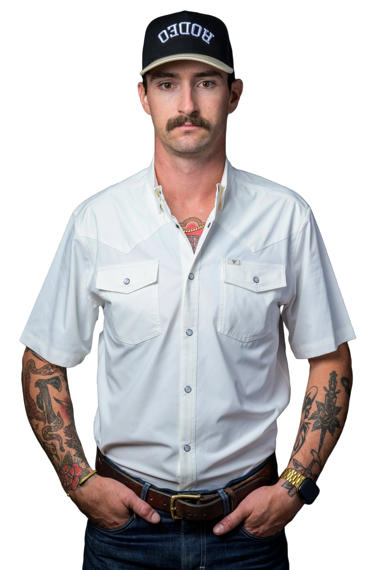 Ferrell | White | Short Sleeve Snap Shirt