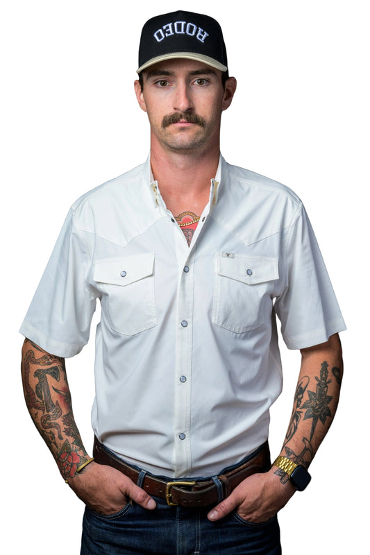 Ferrell | White | Short Sleeve Snap Shirt