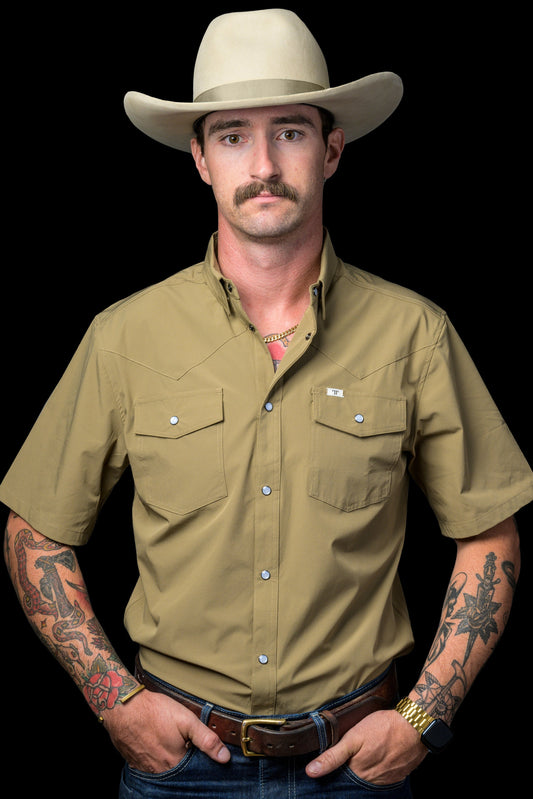 Ferrell | Khaki | Short Sleeve Snap Shirt