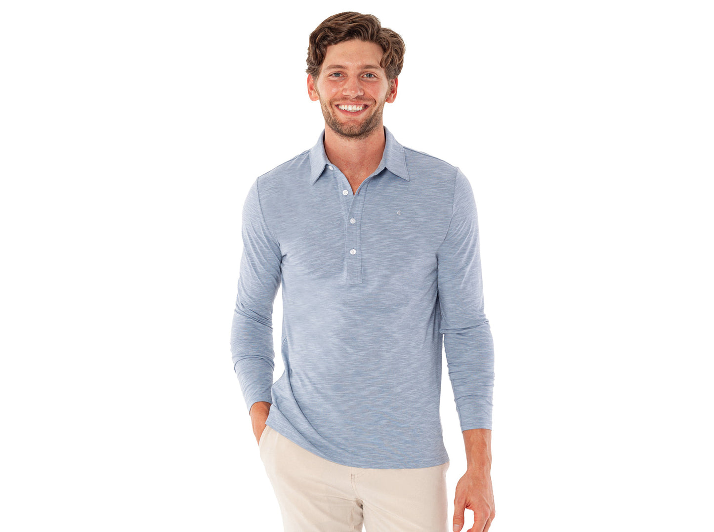 Criquet | Long Sleeve Range Polo | Blue Stone