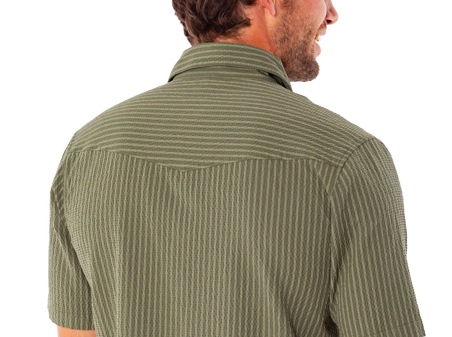 Criquet | Short Sleeve Performance Pearl Snap Seersucker | Olive