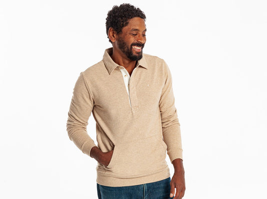 Criquet Terry Collared Sweatshirt - Heather Camel