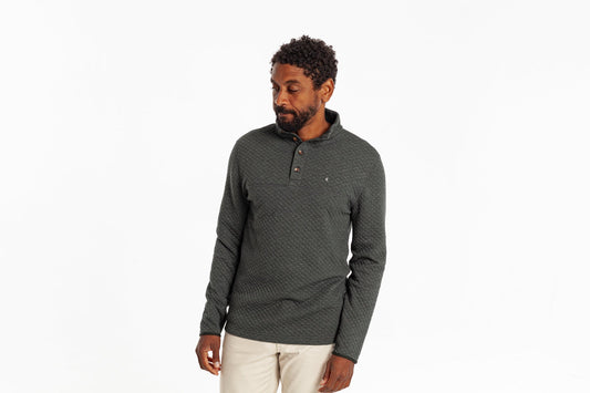 Criquet Quilted Pullover- Heather Black
