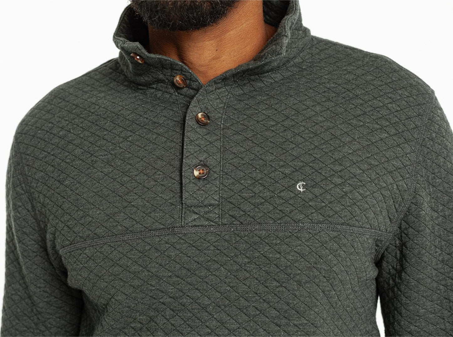 Criquet Quilted Pullover- Heather Black