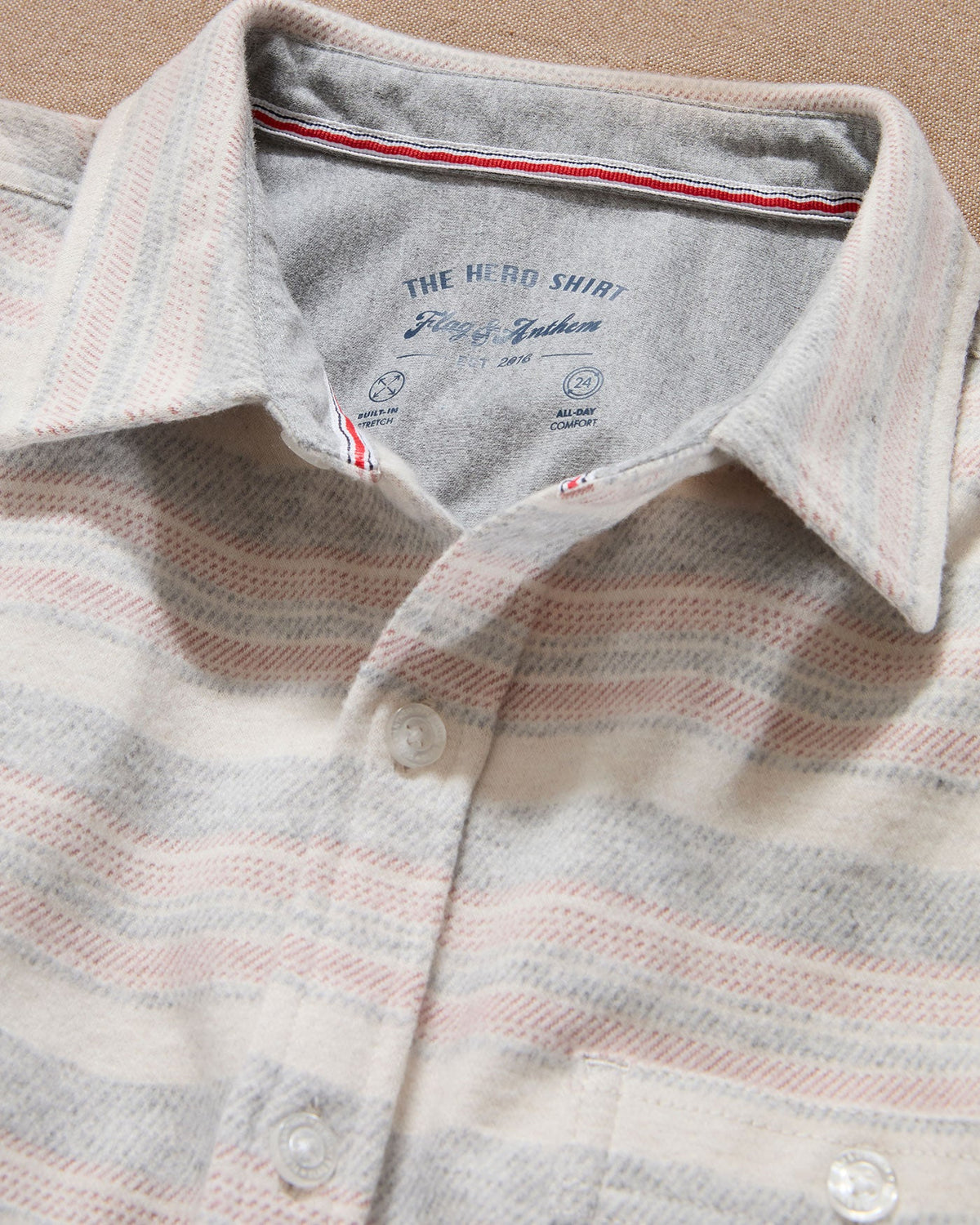 Flag and Anthem | Luverne LS Striped Hero Knit Flannel | Cream/Grey