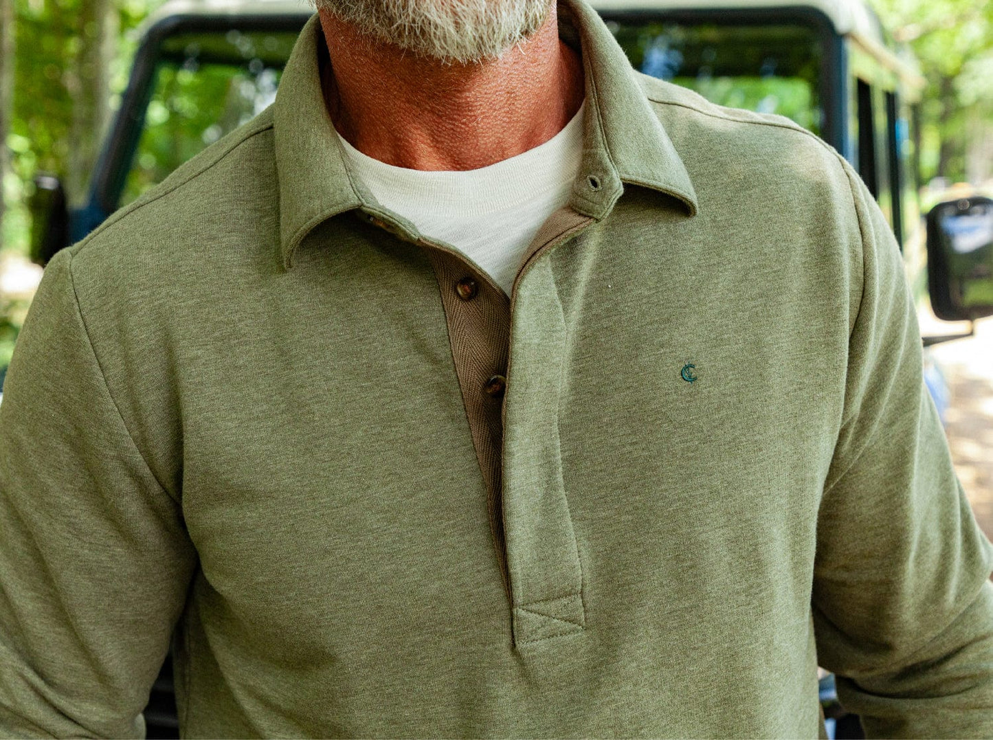 Criquet Collared Sweatshirt - Heather Olive