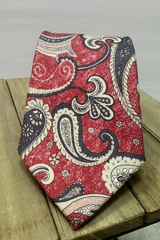 Neck Tie | Kashmir Paisley | Crimson Red