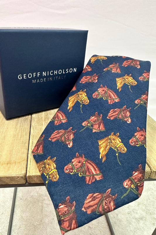 Neck Tie | Equestrian Portrait | Navy