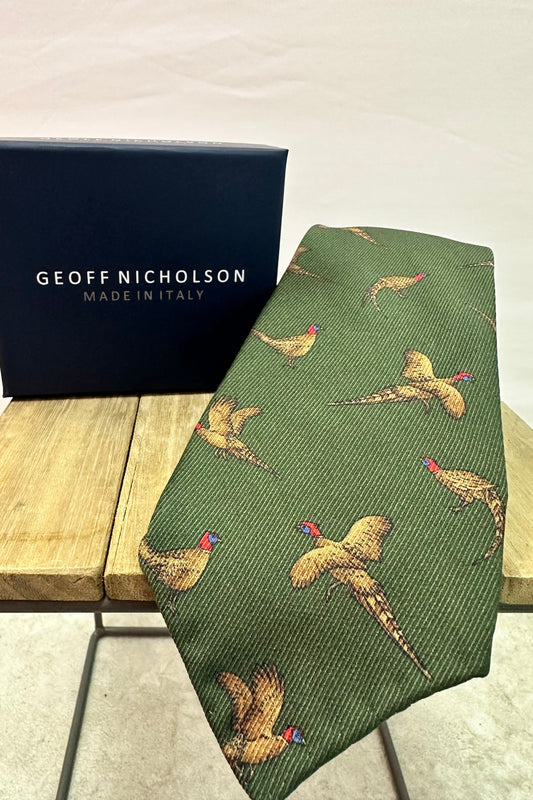 Neck Tie | Pheasant in Flight | Forest Green