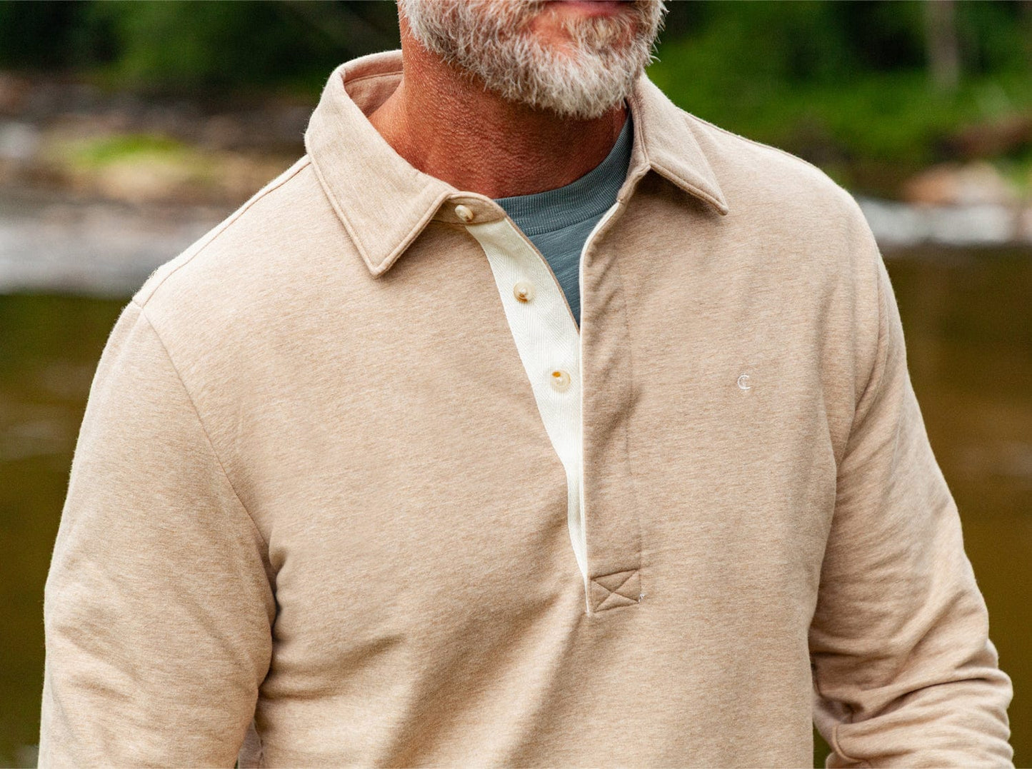 Criquet Terry Collared Sweatshirt - Heather Camel