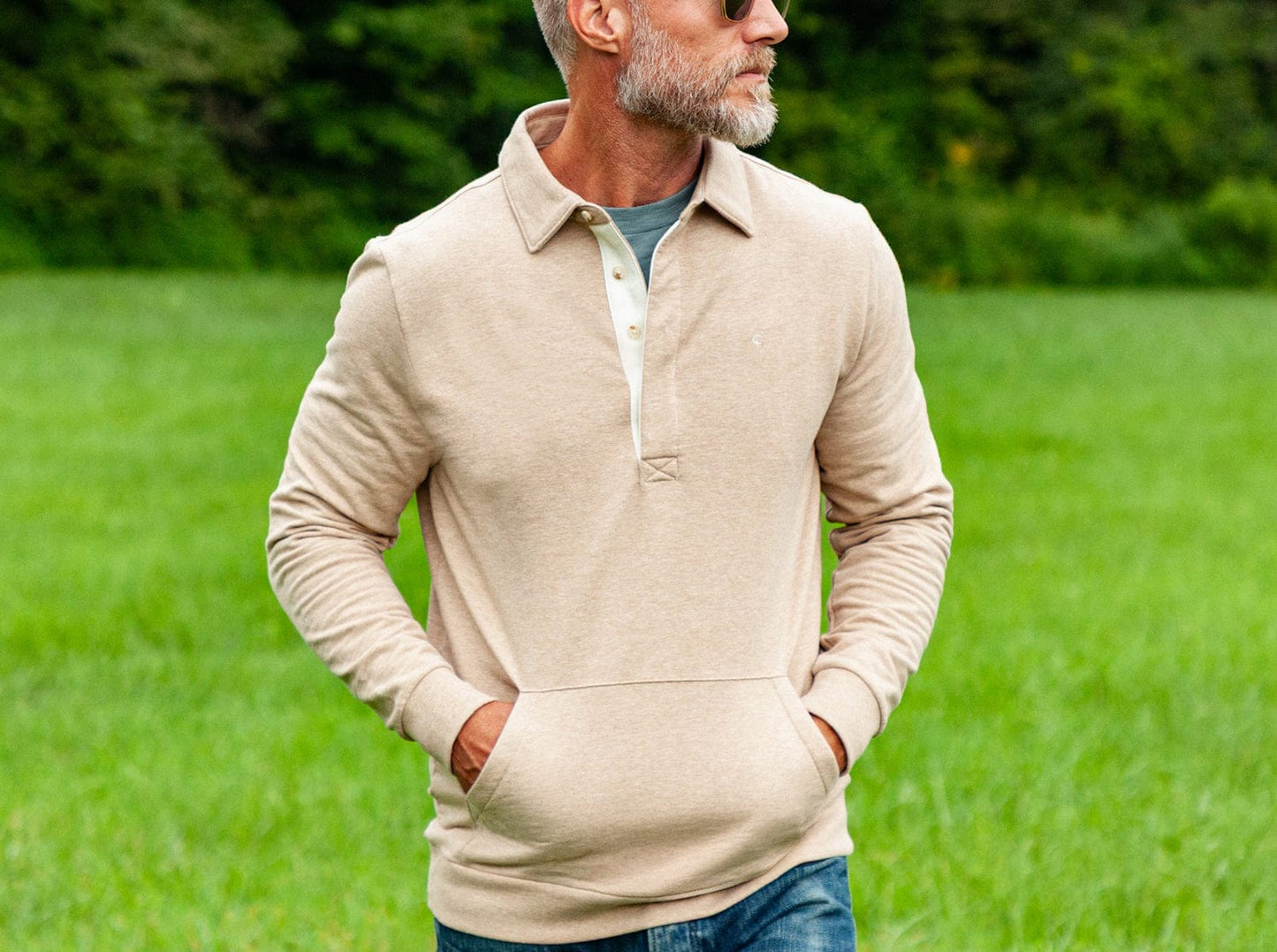 Criquet Terry Collared Sweatshirt - Heather Camel