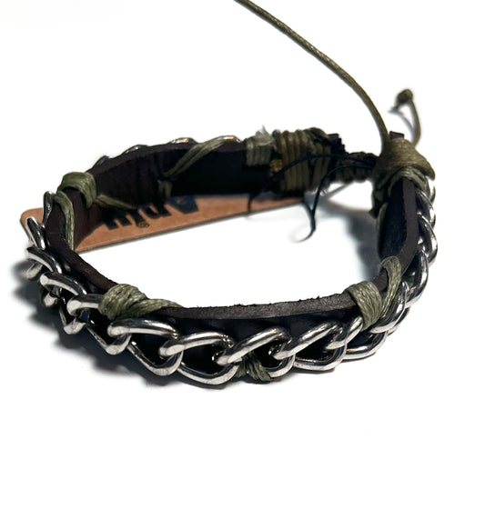 Roosters Men's Collection  Bracelet -Leather Chain