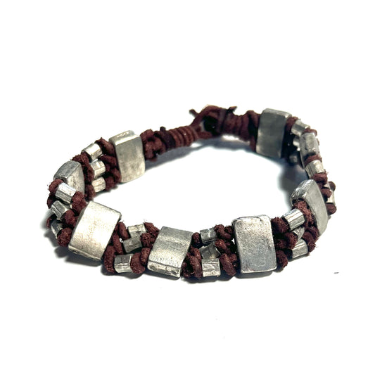 Roosters Men's Collection  Bracelet -Leather 8 Bar