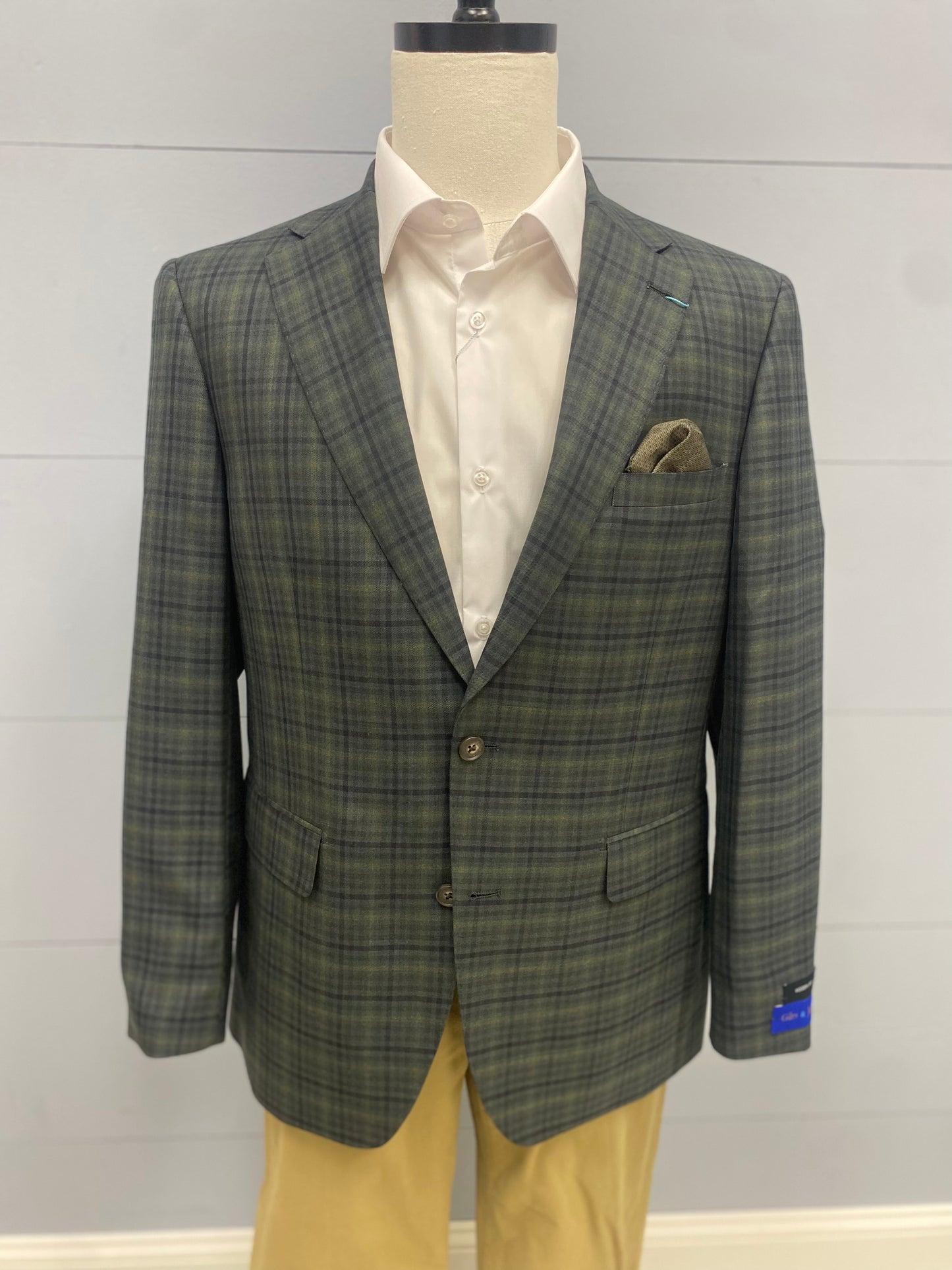 Giles & Jasper Modern Fit Sport Coat - Green Check Plaid