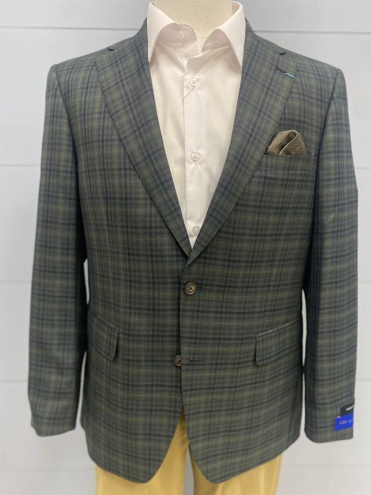 Giles & Jasper Modern Fit Sport Coat - Green Check Plaid