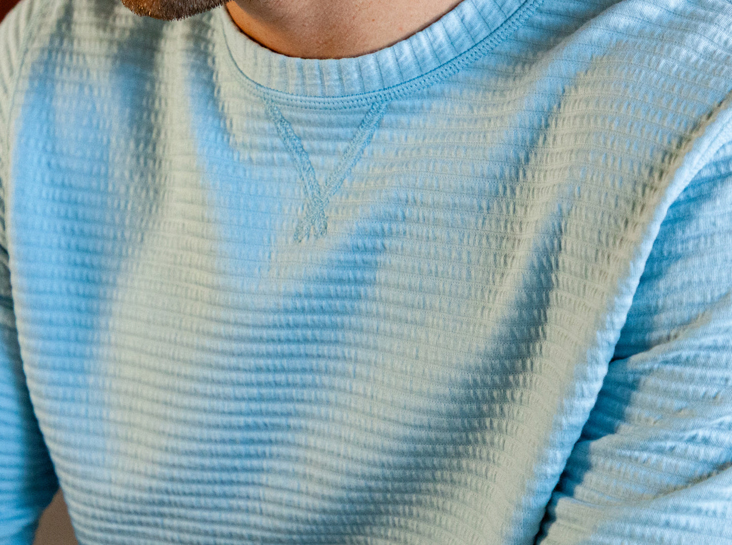 Criquet Quilted Crew Sweatshirt - Sky Blue