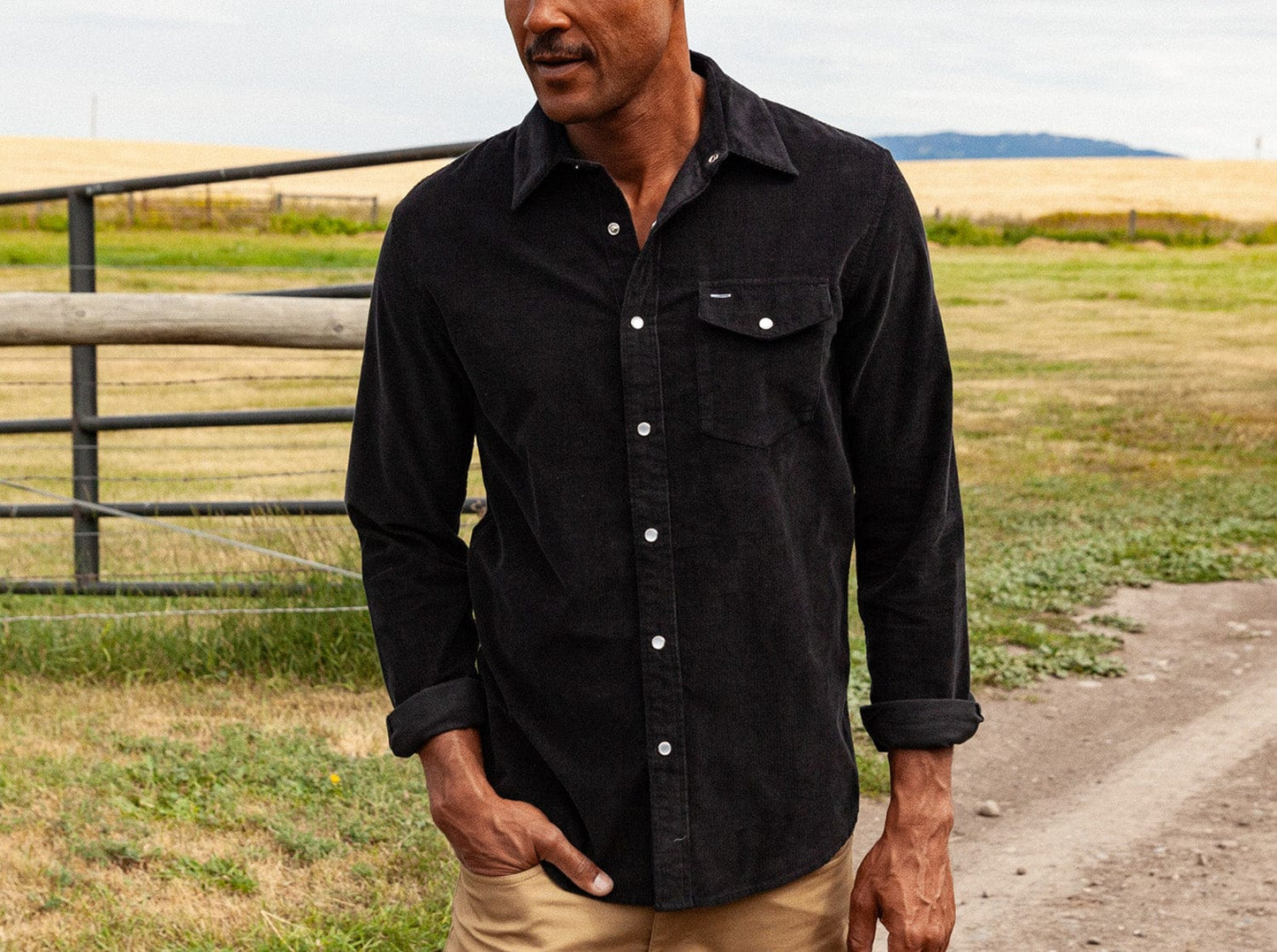Criquet Corduroy Pearl Snap - Midnight Oil