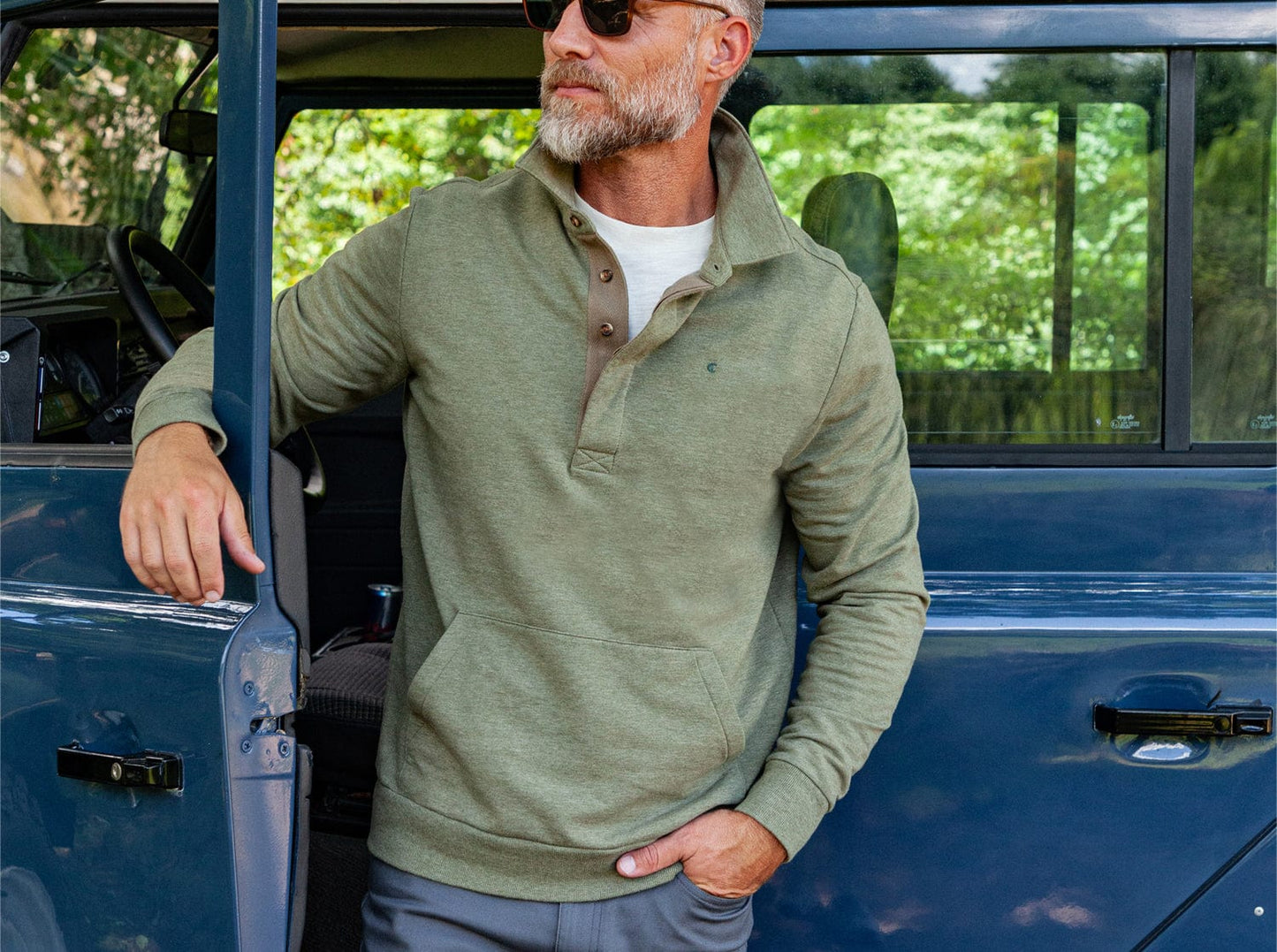 Criquet Collared Sweatshirt - Heather Olive