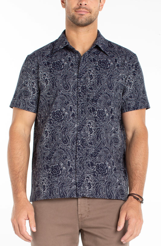 Liverpool Los Angeles | Short Sleeve Button Up Shirt | Midnight
