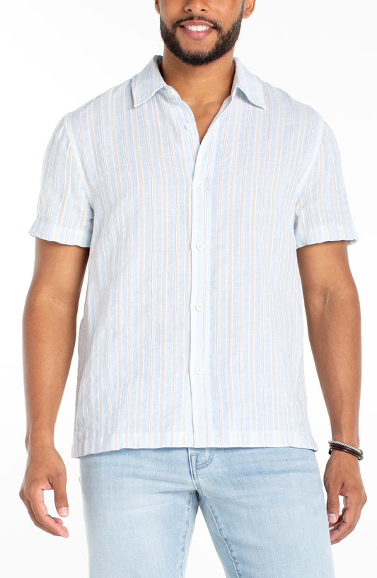 Liverpool Los Angeles | Short Sleeve Button Up Shirt | Light Blue