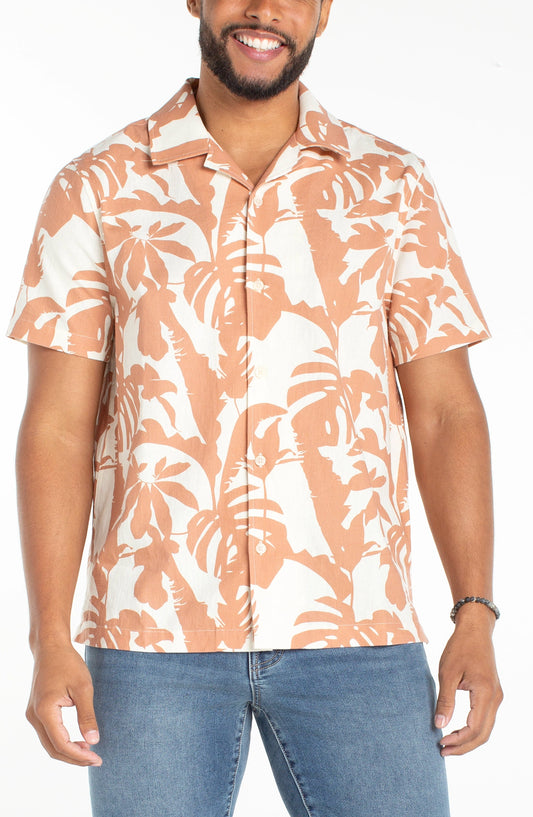 Liverpool Los Angeles | Short Sleeve Button Up Camp Shirt | Clay