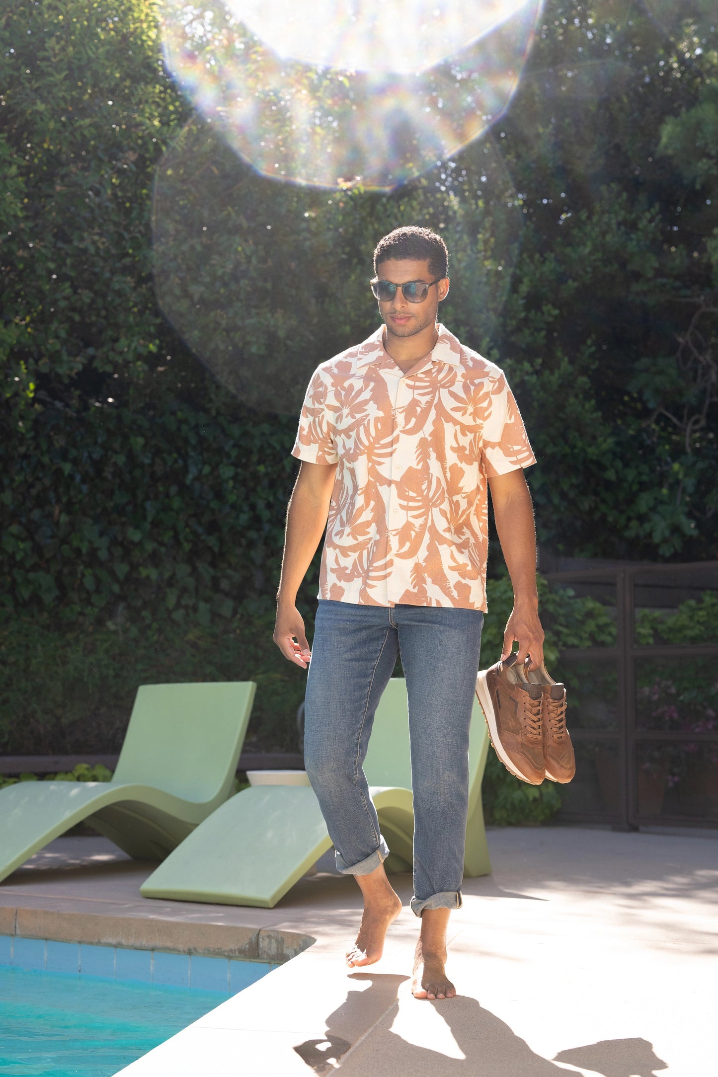 Liverpool Los Angeles | Short Sleeve Button Up Camp Shirt | Clay