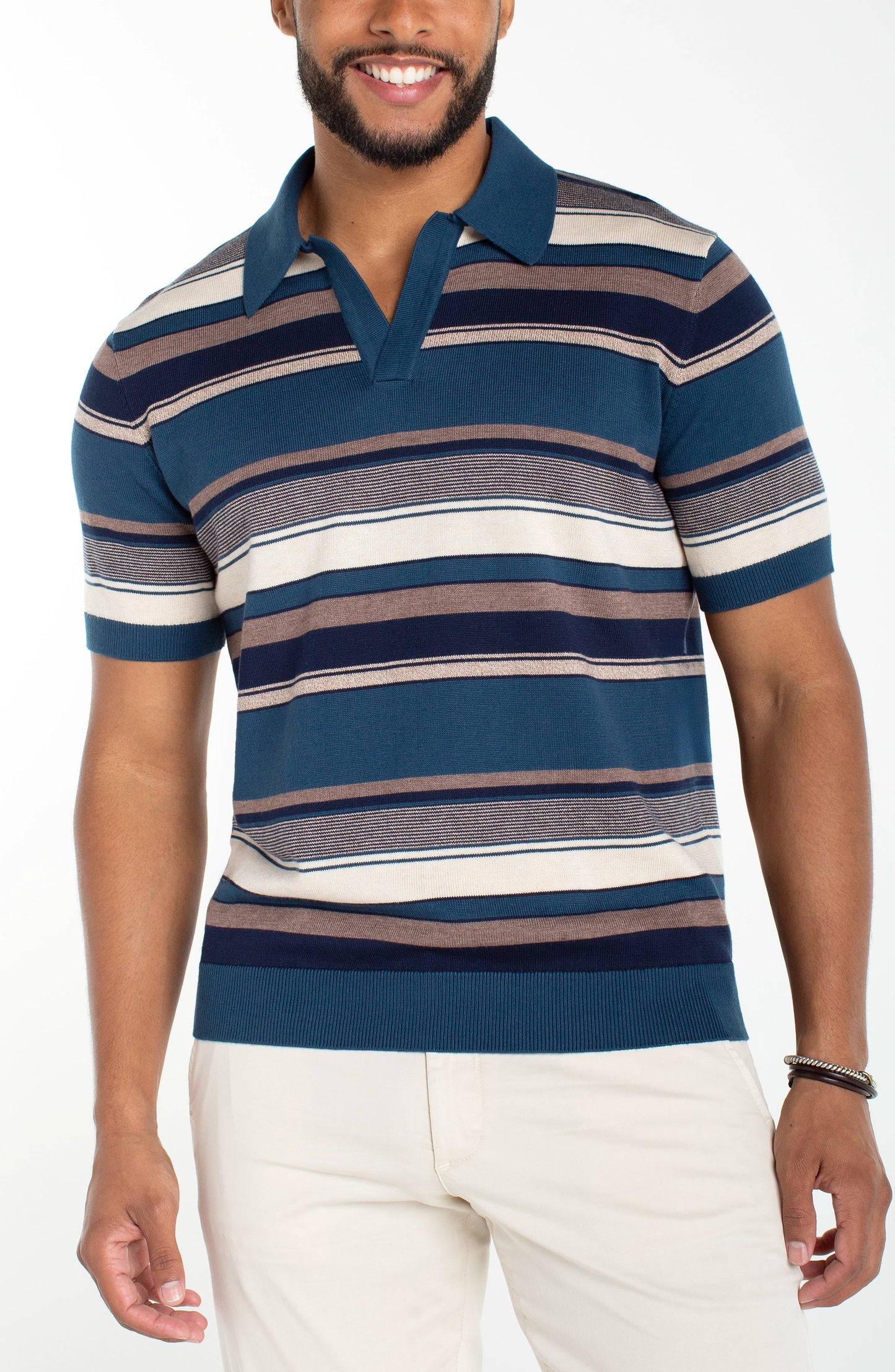 Liverpool Los Angeles | Johnny Collar Sweater Knit Polo | Navy