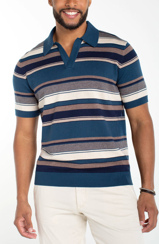 Liverpool Los Angeles | Johnny Collar Sweater Knit Polo | Navy