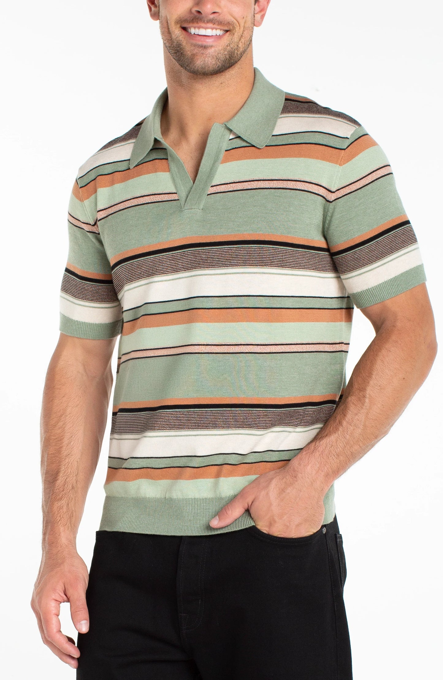 Liverpool Los Angeles | Johnny Collar Sweater Knit Polo | Sage