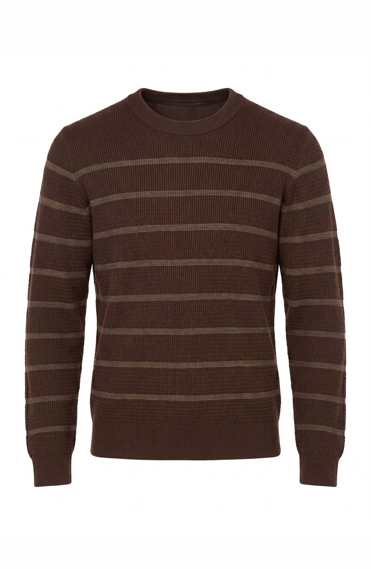 Liverpool Los Angeles | Long Sleeve Crew Neck Stripe Sweater | Brown & Dark Wheat