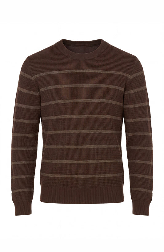 Liverpool Los Angeles | Long Sleeve Crew Neck Stripe Sweater | Brown & Dark Wheat