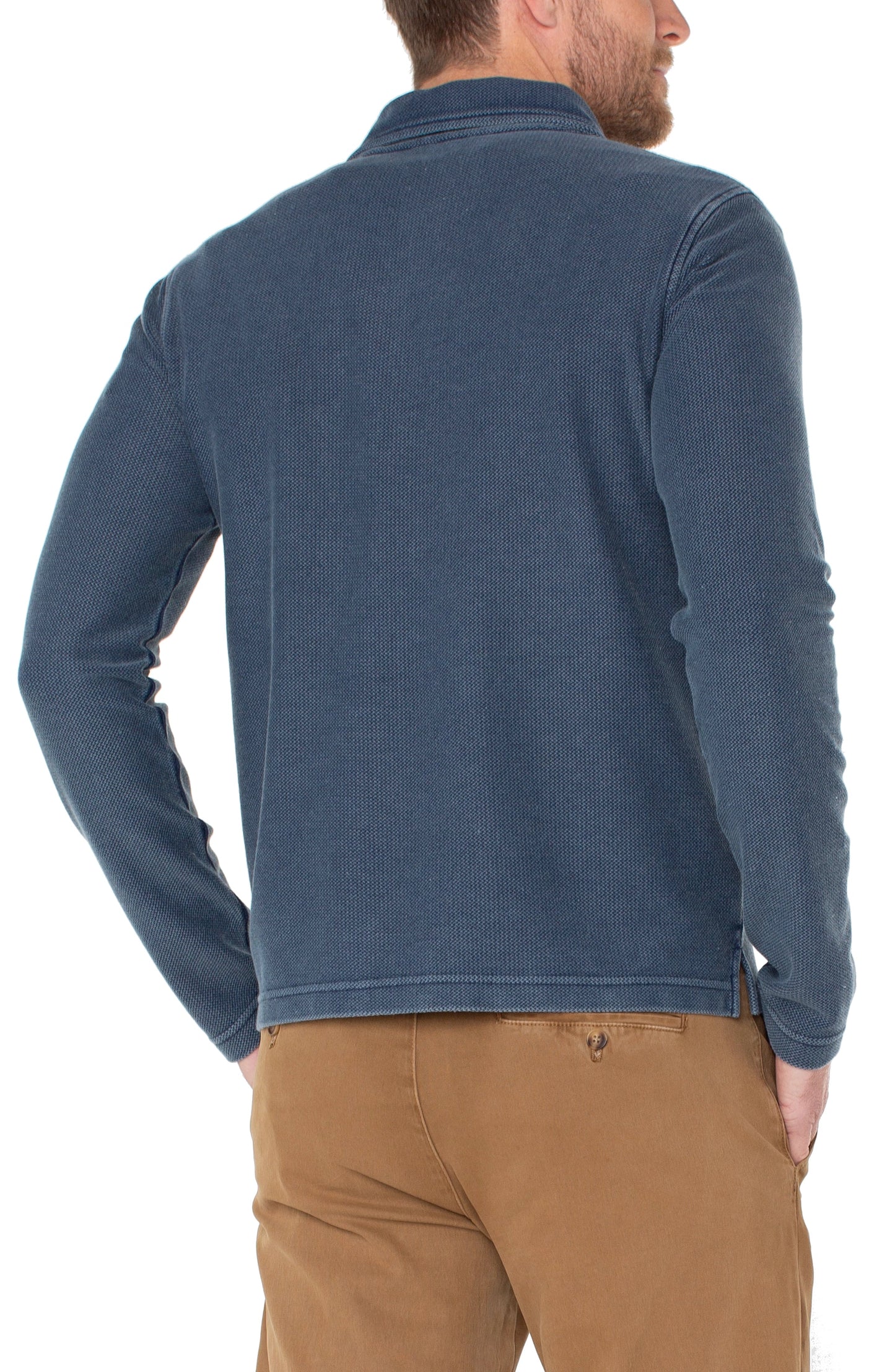 Liverpool Los Angeles Long Sleeve Knit Polo - Navy